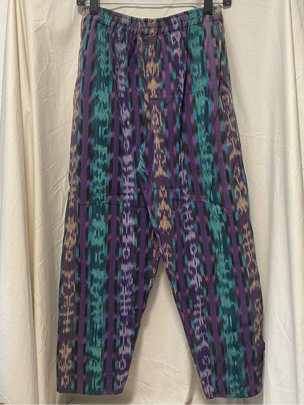 Boho Vintage 100% Cotton Pants in Teal & Purple